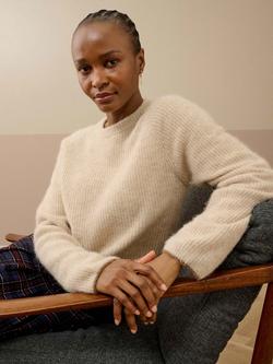 Brora Ribbed Wool Rich Jumper - view 2, Biscuit