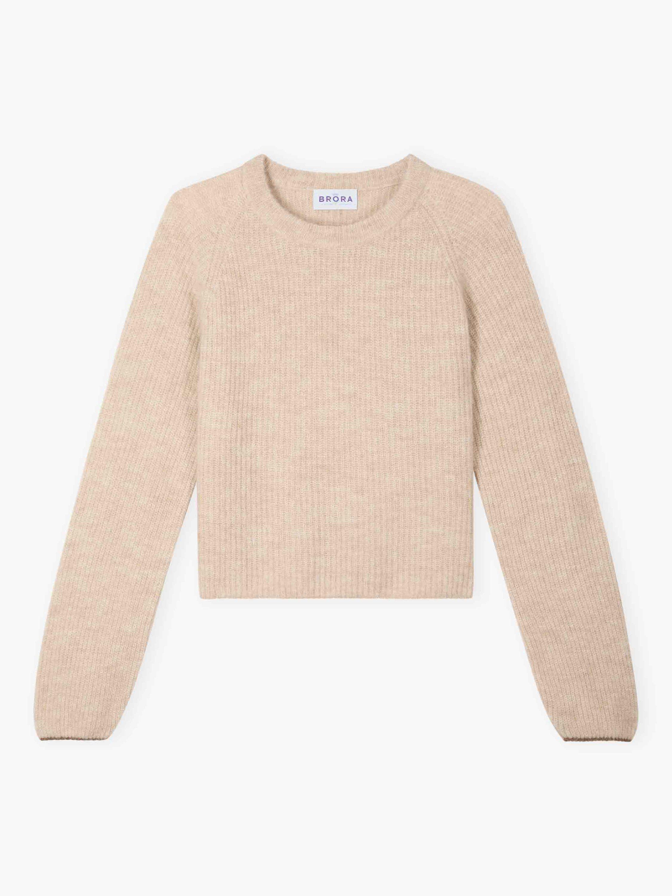 Product image 4 of 4, which shows Brora Ribbed Wool Rich Jumper, Biscuit, 8-10