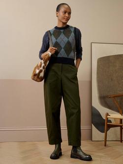 Brora Argyle Wool Rich Tank Top, Ink, Ink