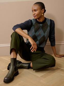 Brora Argyle Wool Rich Tank Top, Ink - view 2, Ink