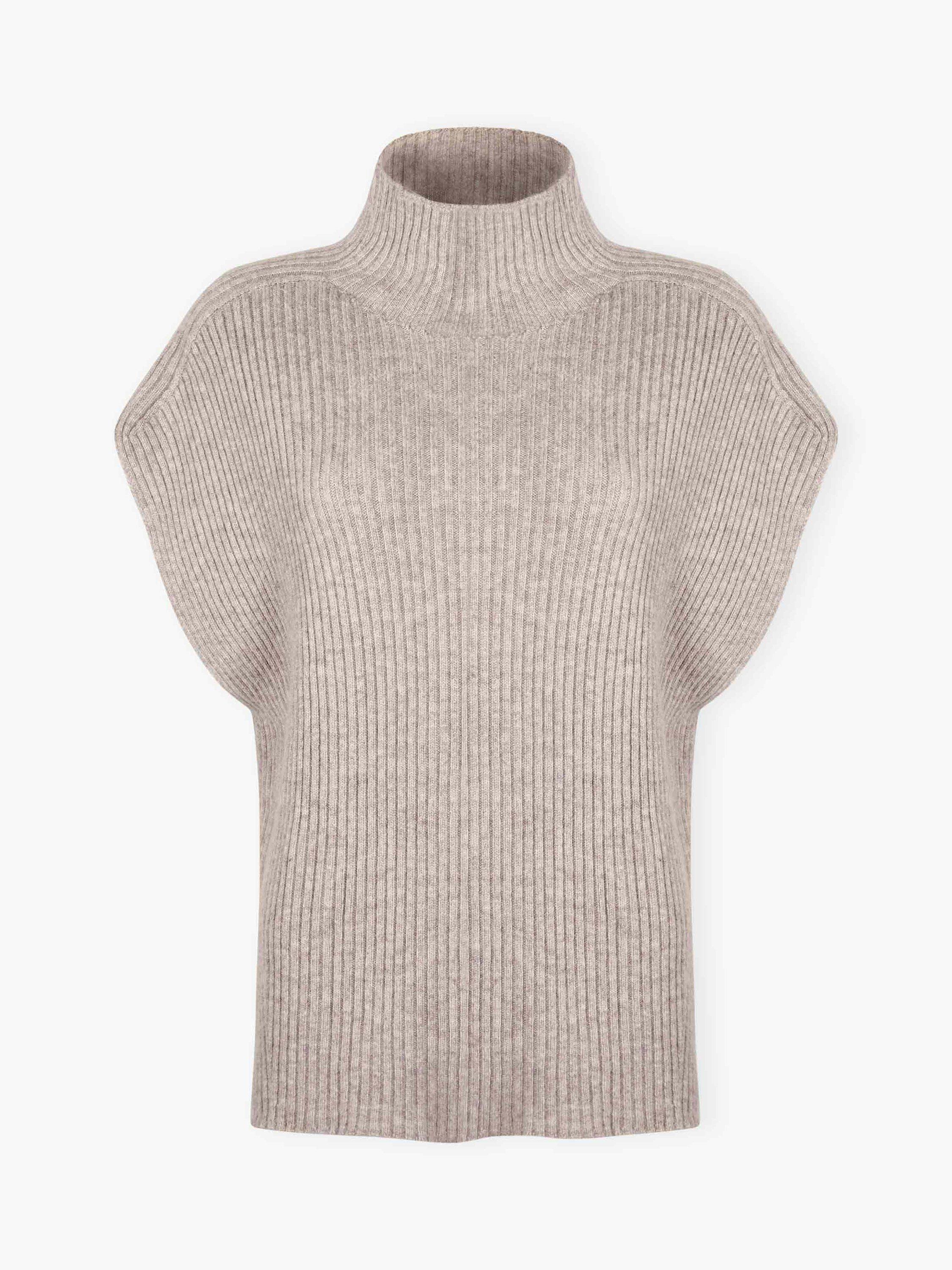 Product image 4 of 4, which shows Brora Ribbed Pure Cashmere Poncho, Ash, 16-18