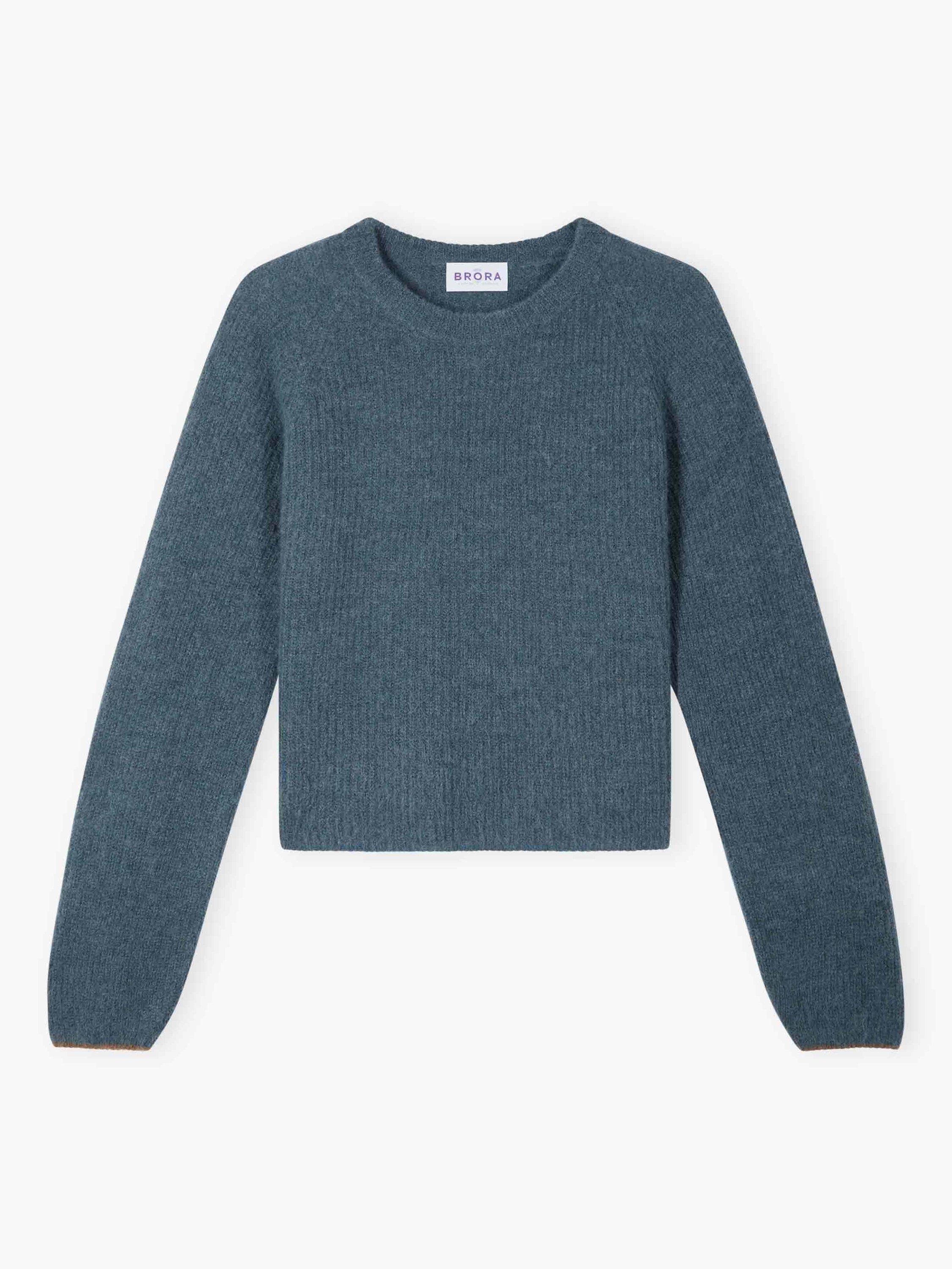Product image 5 of 5, which shows Brora Ribbed Wool Rich Jumper, Airforce, 8-10