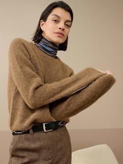 Brora Ribbed Wool Rich Jumper, Toffee