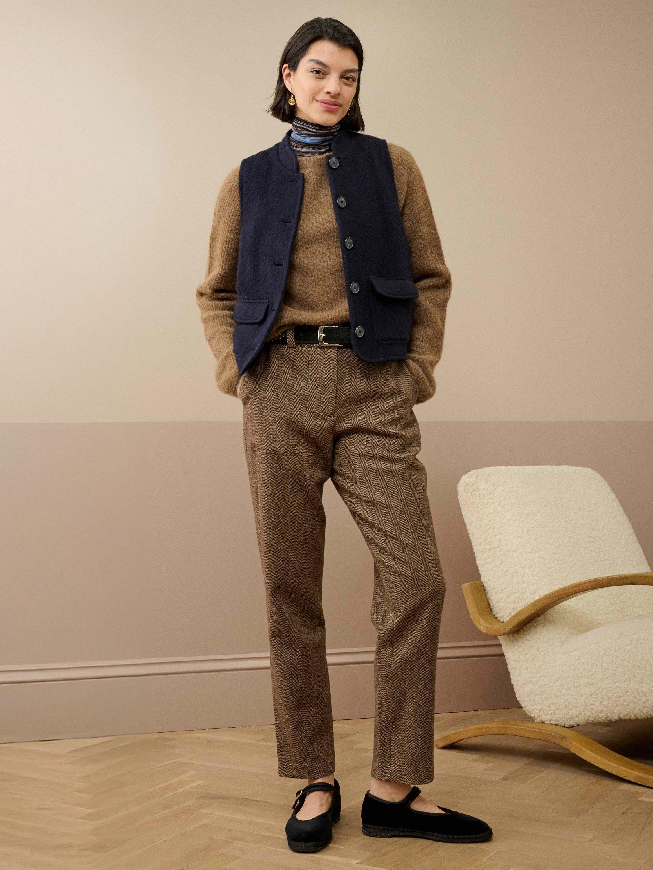 Product image 3 of 5, which shows Brora Ribbed Wool Rich Jumper, Toffee, 8-10