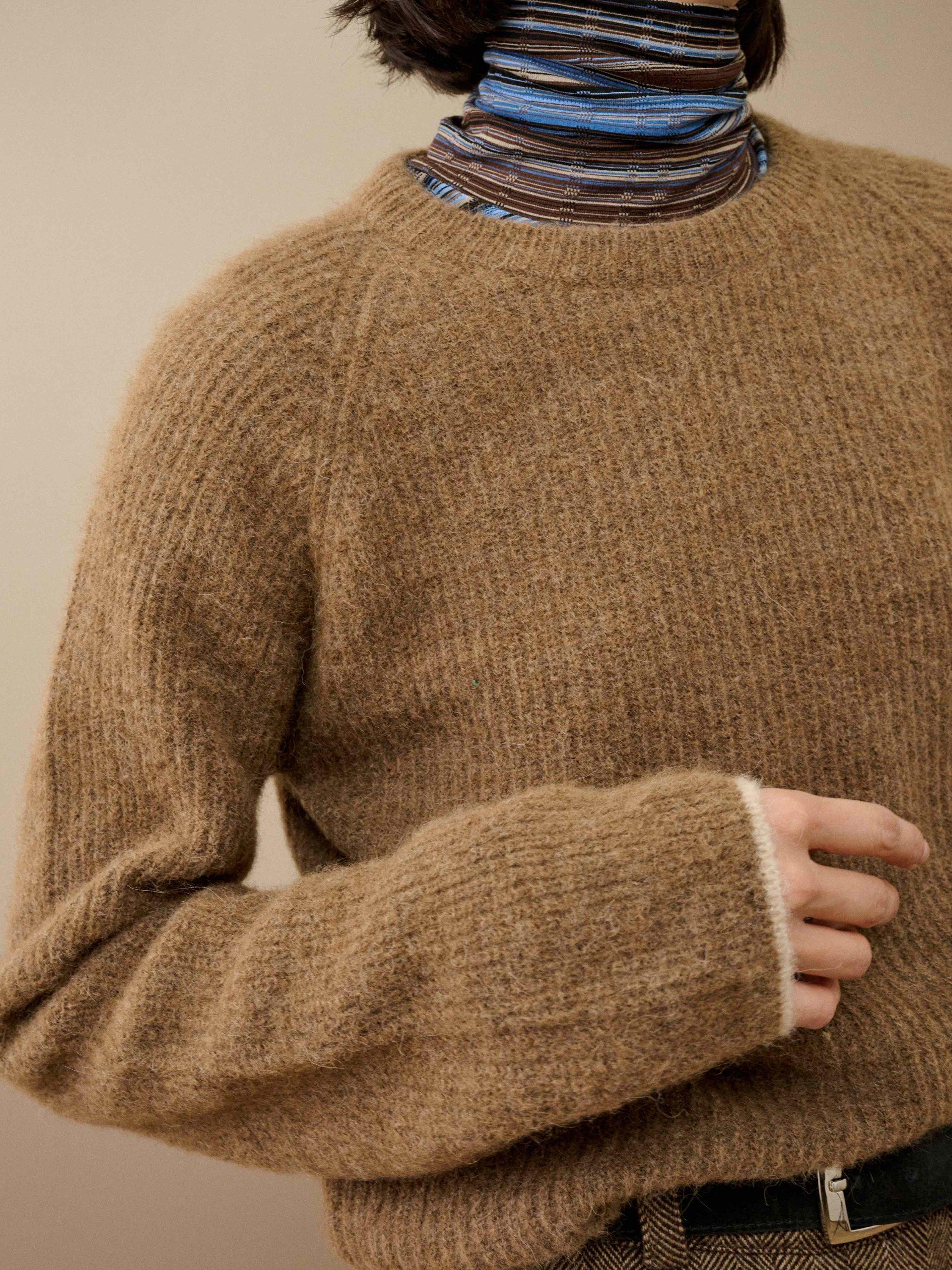 Product image 4 of 5, which shows Brora Ribbed Wool Rich Jumper, Toffee, 8-10