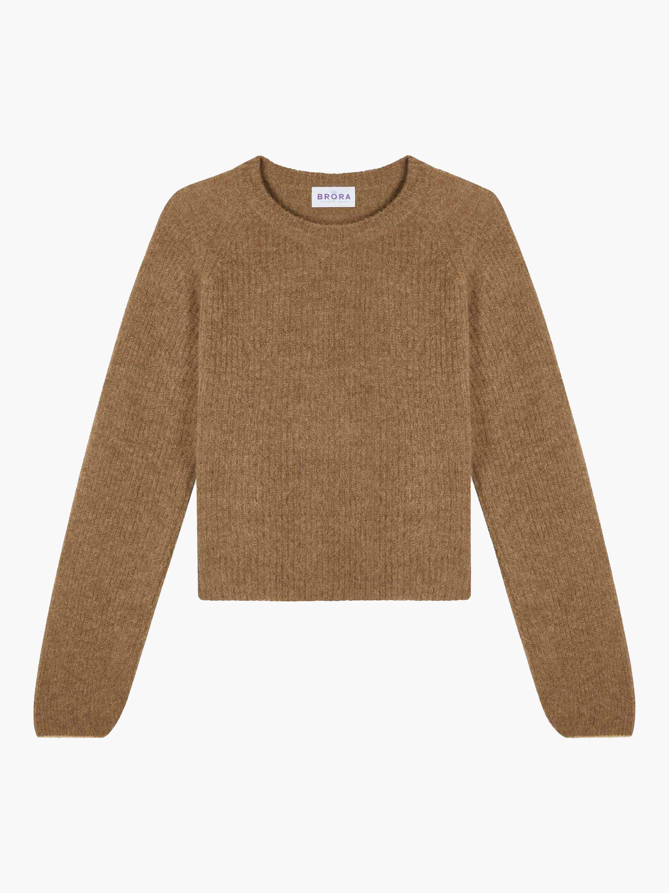Product image 5 of 5, which shows Brora Ribbed Wool Rich Jumper, Toffee, 8-10