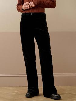 Brora Velvet High Rise Organic Cotton Trousers, Black