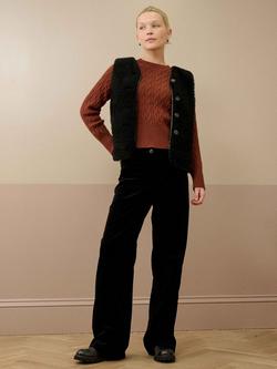 Brora Velvet High Rise Organic Cotton Trousers - view 2, Black
