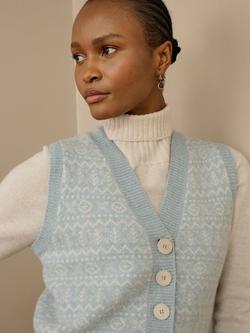 Brora Fair Isle Pure Wool Waistcoat, Mineral