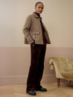 Brora Harris Tweed Pure Wool Swing Jacket, Conker/Oatmeal, Conker/Oatmeal