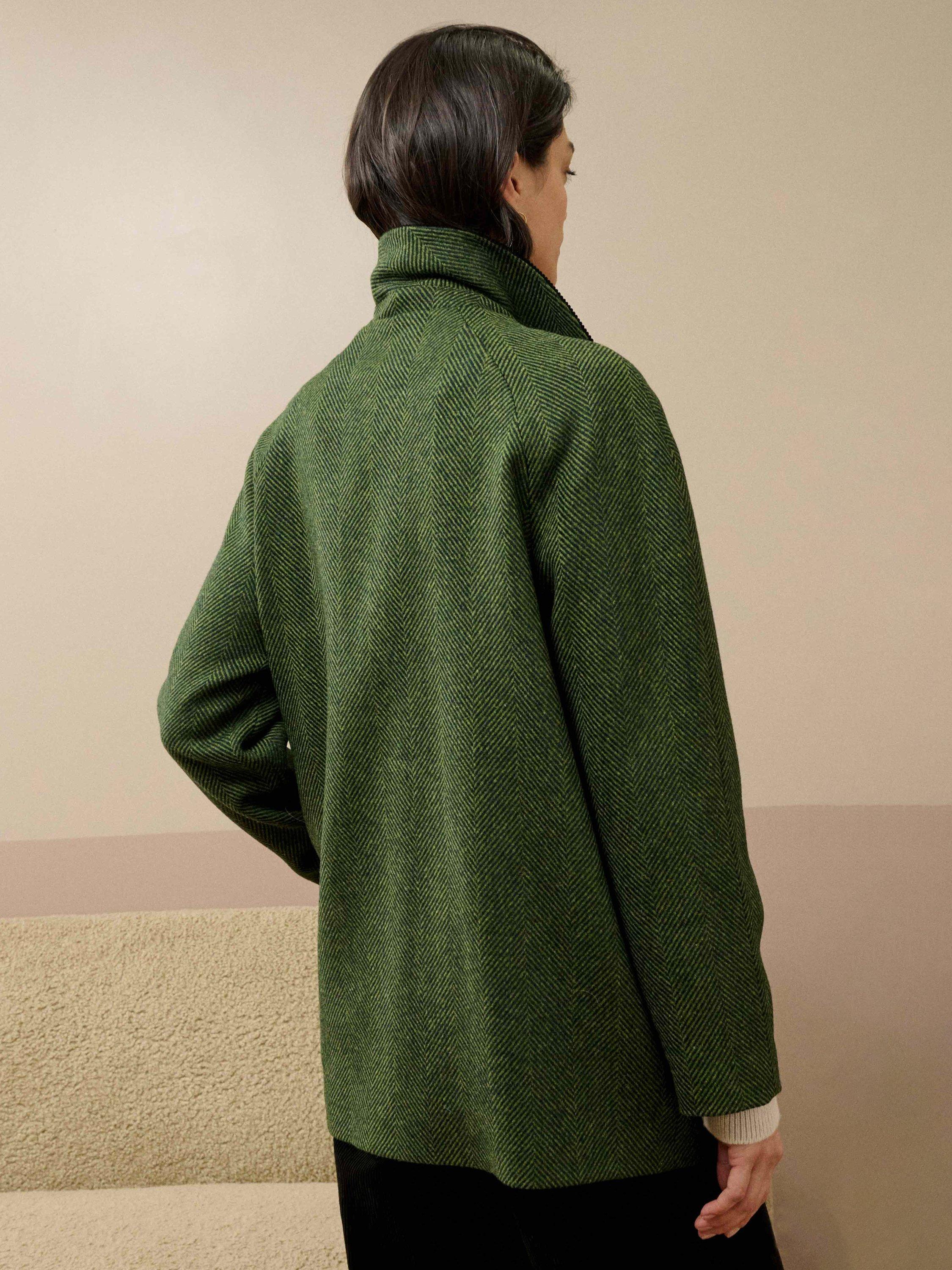 Product image 4 of 5, which shows Brora Herringbone Pure Wool Jacket, Nettle, 8