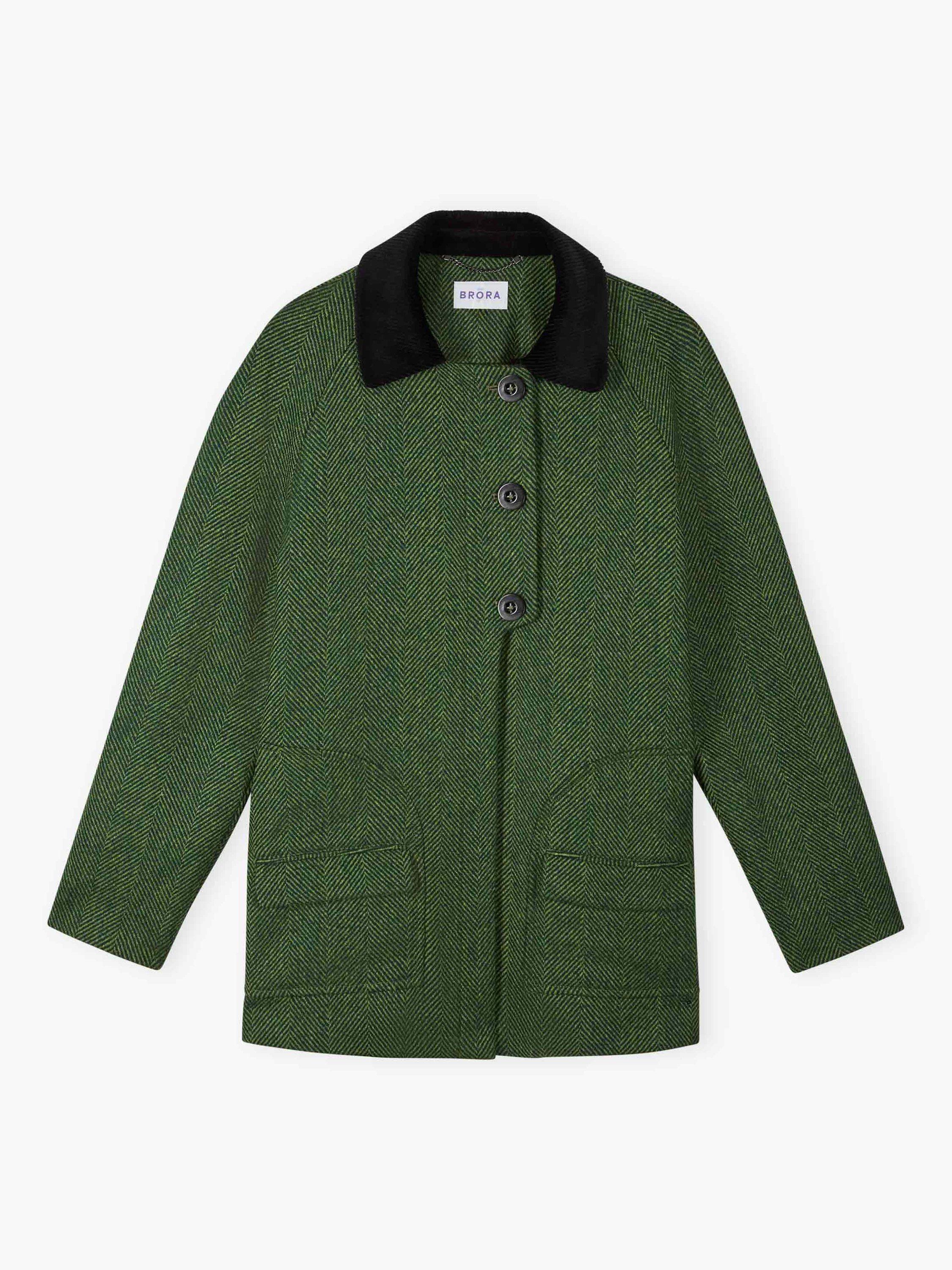 Product image 5 of 5, which shows Brora Herringbone Pure Wool Jacket, Nettle, 8