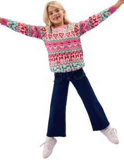 Angels by Accessorize Kids' Cotton Christmas Jumper, Multi, Multi