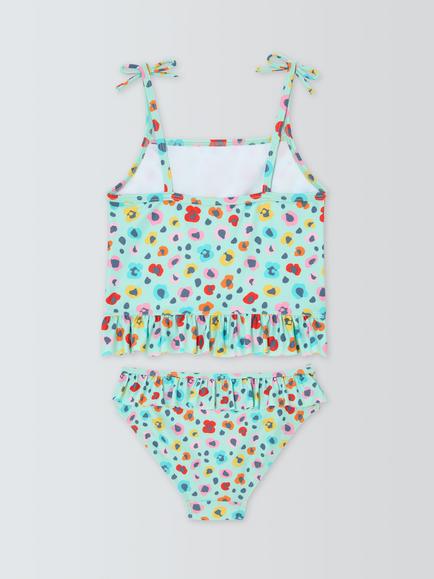 John Lewis Kids' Floral Animal Print Tankini, Green Multi - view 2, Green Multi
