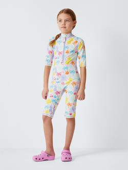 John Lewis Kids' Fruit Salad Sunpro Swimsuit, White Multi - view 2, White Multi