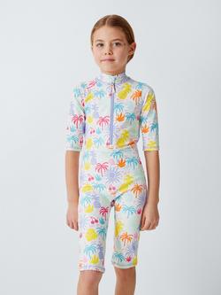 John Lewis Kids' Fruit Salad Sunpro Swimsuit, White Multi, White Multi