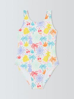 John Lewis Kids' Fruit Salad Swimsuit, White Multi, White Multi