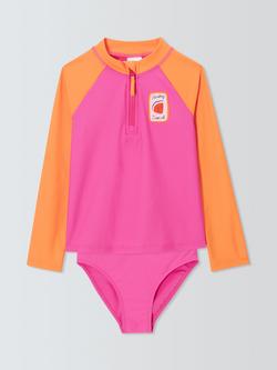 John Lewis Kids' Fruit Colourblock Rash Vest and Bikini Bottoms Set, Pink Multi, Pink Multi