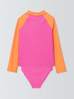 John Lewis Kids' Fruit Colourblock Rash Vest and Bikini Bottoms Set, Pink Multi - view 2, Pink Multi