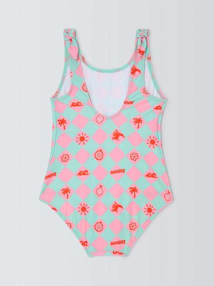 John Lewis Kids' Holiday Checkers Swimsuit, Multi - view 2, Multi