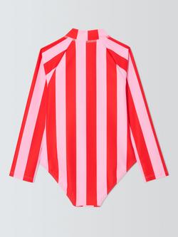 John Lewis Kids' Leopard Long Sleeve Swimsuit, Pink Multi - view 2, Pink Multi