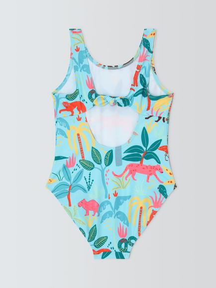 John Lewis Kids' Tropics Swimsuit, Blue Multi - view 2, Blue Multi
