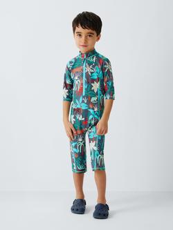 John Lewis Kids' Tropics Sunpro Swimsuit, Multi - view 2, Multi