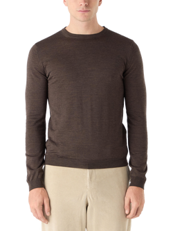 Oliver Sweeney Camber Merino Wool Crew Neck Jumper, Chocolate Marl