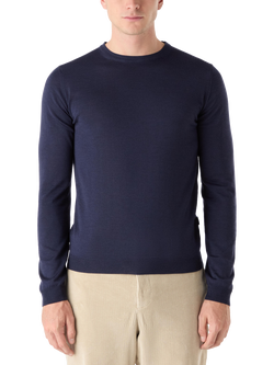Oliver Sweeney Camber Merino Wool Crew Neck Jumper, Navy Marl