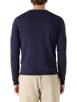 Oliver Sweeney Camber Merino Wool Crew Neck Jumper - view 2, Navy Marl