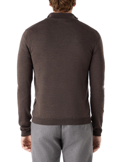 Oliver Sweeney Curragh Zip Funnel Neck Merino Wool Jumper - view 2, Chocolate Marl