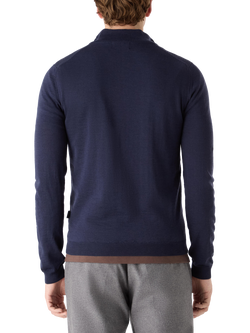 Oliver Sweeney Curragh Zip Funnel Neck Merino Wool Jumper - view 2, Navy Marl