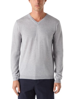 Oliver Sweeney Ennis V-Neck Merino Wool Jumper, Charcoal Marl