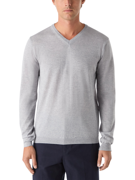 Oliver Sweeney Ennis V-Neck Merino Wool Jumper, Charcoal Marl