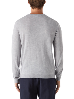 Oliver Sweeney Ennis V-Neck Merino Wool Jumper - view 2, Charcoal Marl