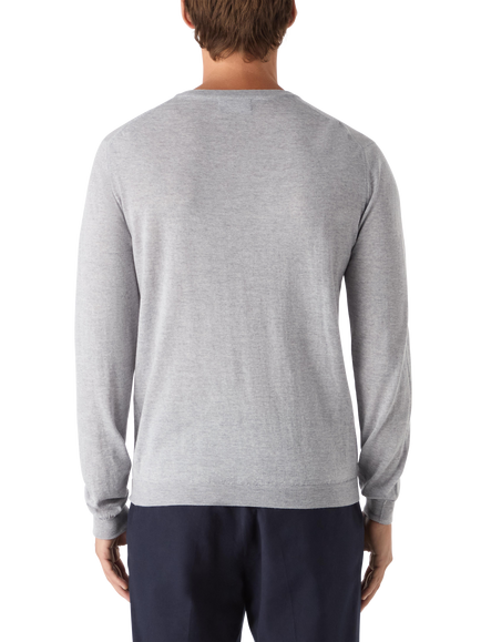 Oliver Sweeney Ennis V-Neck Merino Wool Jumper - view 2, Charcoal Marl