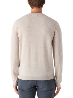 Oliver Sweeney Ennis V-Neck Merino Wool Jumper - view 2, Wheat Marl