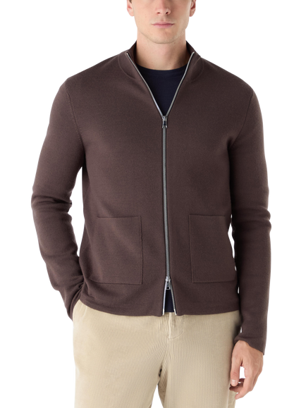 Oliver Sweeney Garstang Full Zip Merino Wool Cardigan, Mole