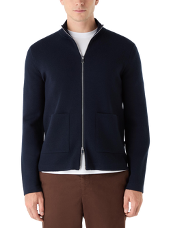 Oliver Sweeney Garstang Full Zip Merino Wool Cardigan, Navy