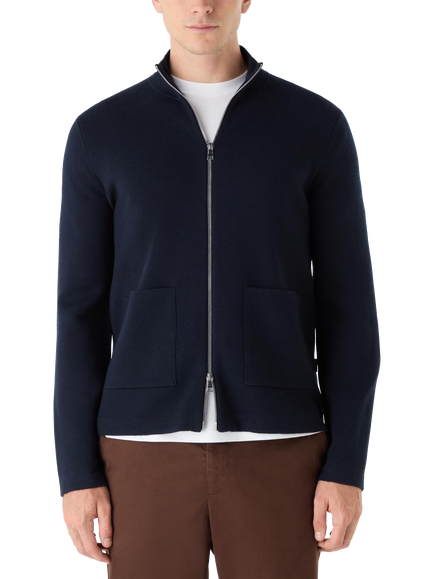 Oliver Sweeney Garstang Full Zip Merino Wool Cardigan, Navy