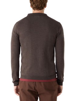 Oliver Sweeney Wexford Buttonless Merino Wool Polo Jumper - view 2, Chocolate Marl