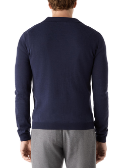 Oliver Sweeney Wexford Buttonless Merino Wool Polo Jumper - view 2, Navy Marl