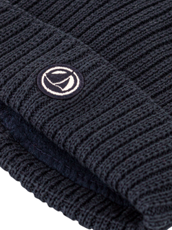 Petit Bateau Kids' Knitted Cotton Beanie Hat, Smoking - view 2, Smoking