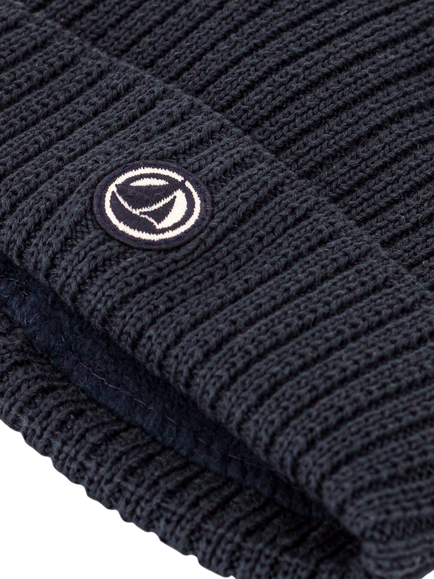 Petit Bateau Kids' Knitted Cotton Beanie Hat, Smoking - view 2, Smoking
