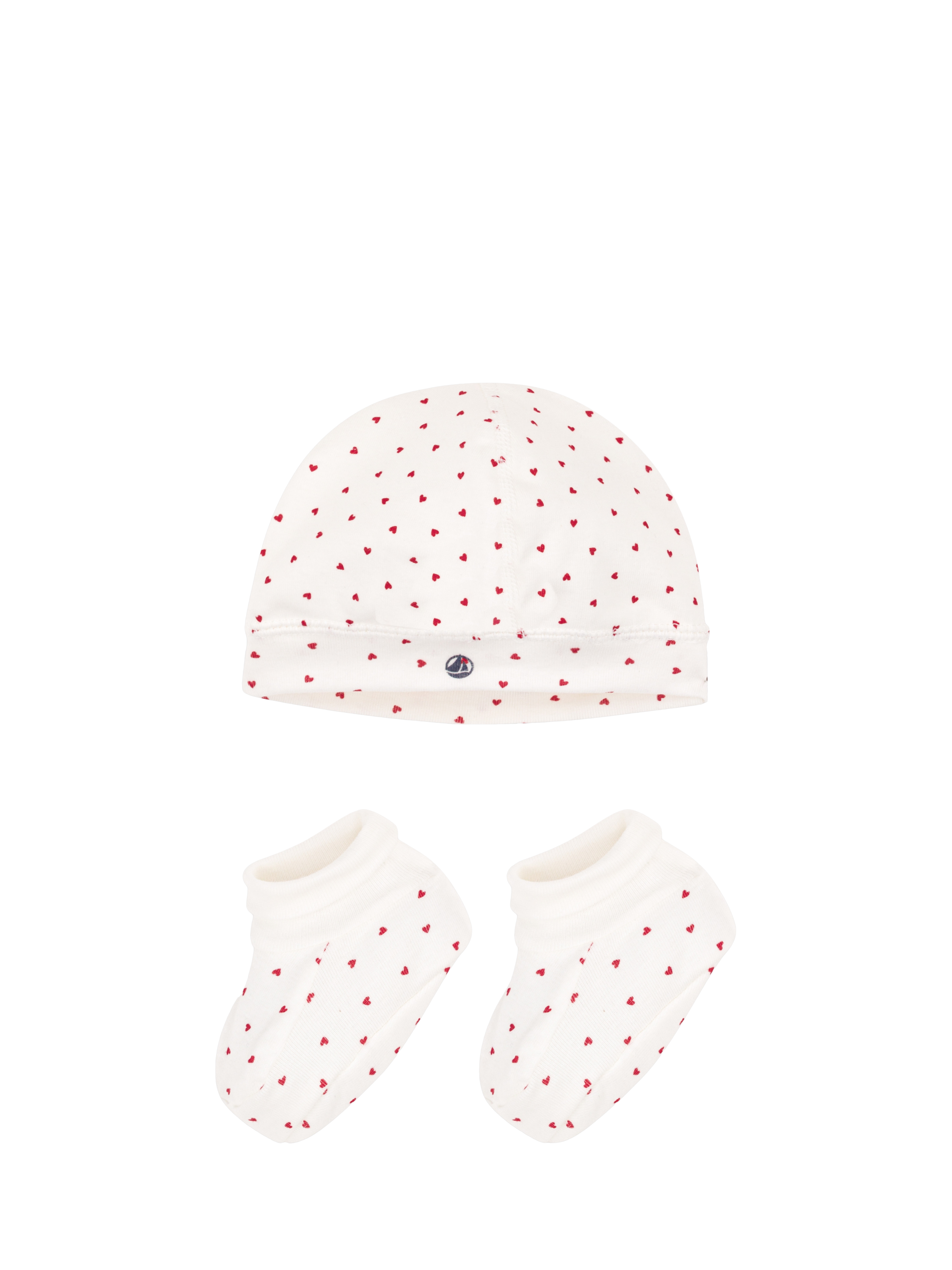 Product image 1 of 3, which shows Petit Bateau Baby Hat & Booties Set, Multi, 3 months