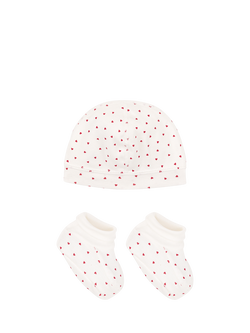 Petit Bateau Baby Hat & Booties Set, Multi - view 2, Multi
