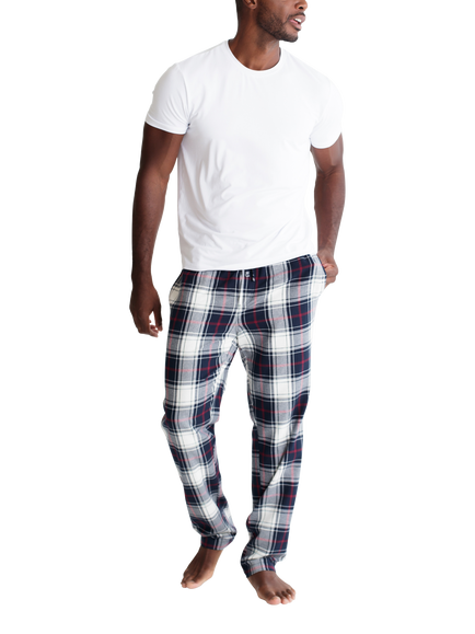 Panos Emporio Cotton Check Pyjama Bottoms, Cream