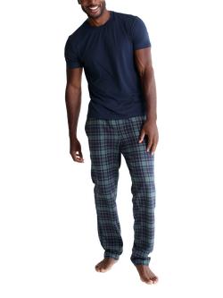 Panos Emporio Cotton Check Pyjama Bottoms, Green
