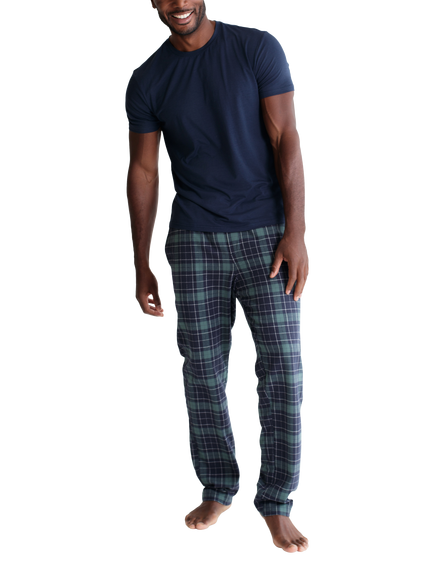 Panos Emporio Cotton Check Pyjama Bottoms, Green