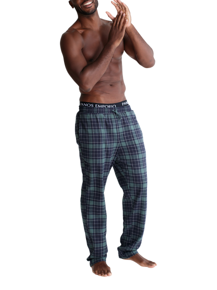 Panos Emporio Cotton Check Pyjama Bottoms - view 2, Green